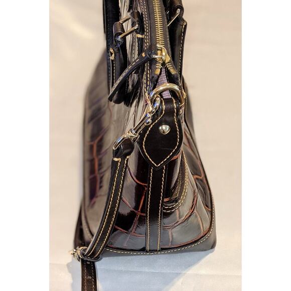 Dooney & Bourke Dillen Crocodile Bag Double Pocket Leather Satchel Reptile - Picture 5 of 14